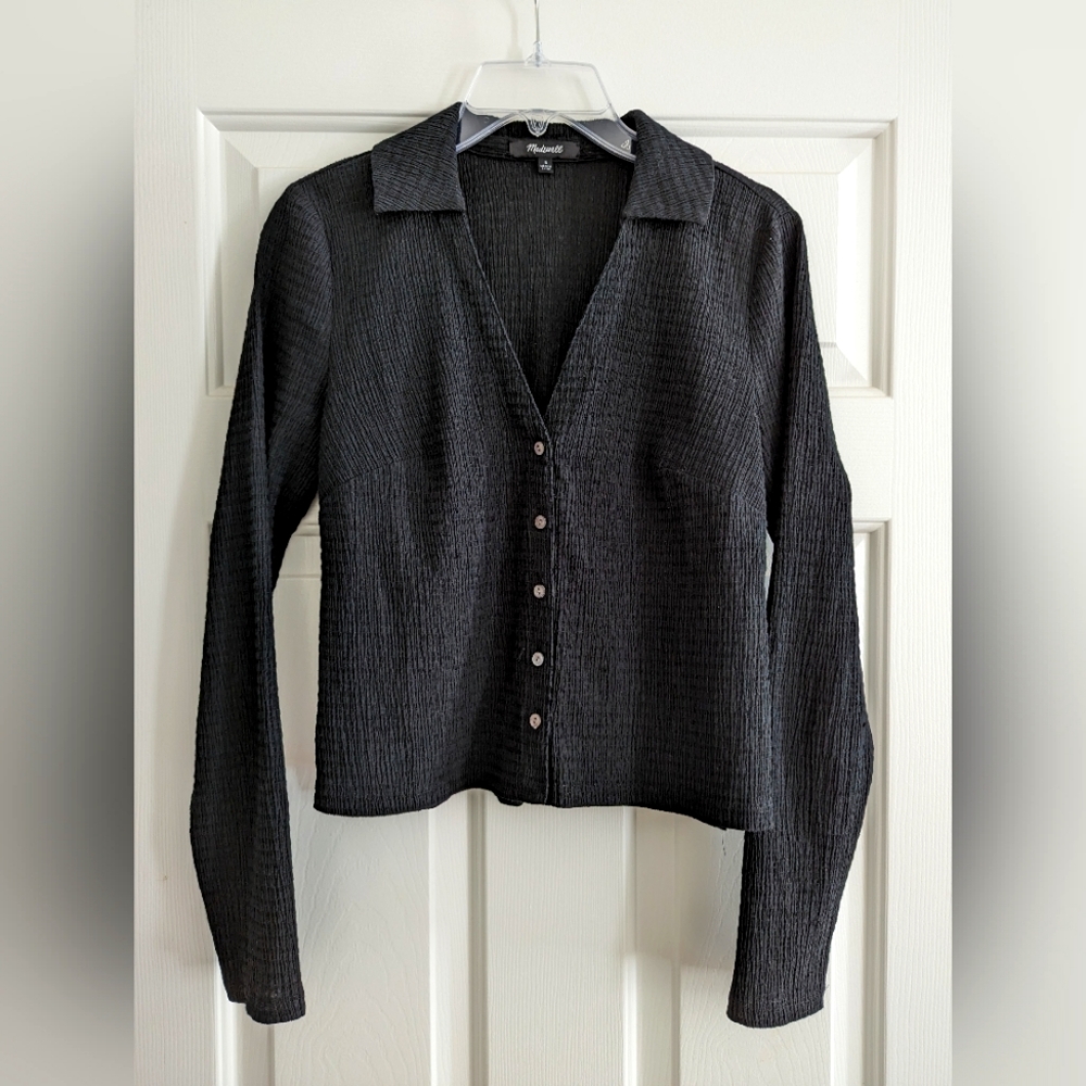 Madewell Black Crinkle Shirt Size S